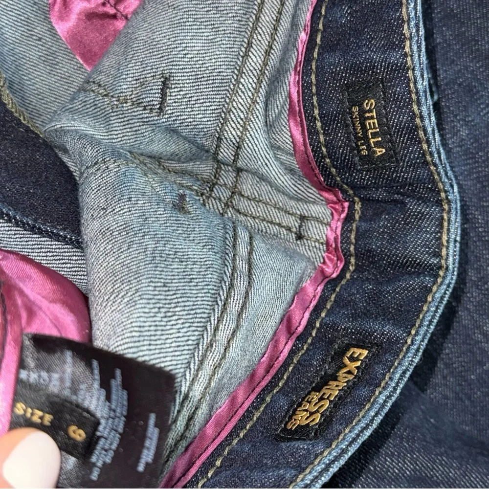 Women’s 6 Express Dark Indigo Jeans with Sparkling Pocket Stella Pants Straight